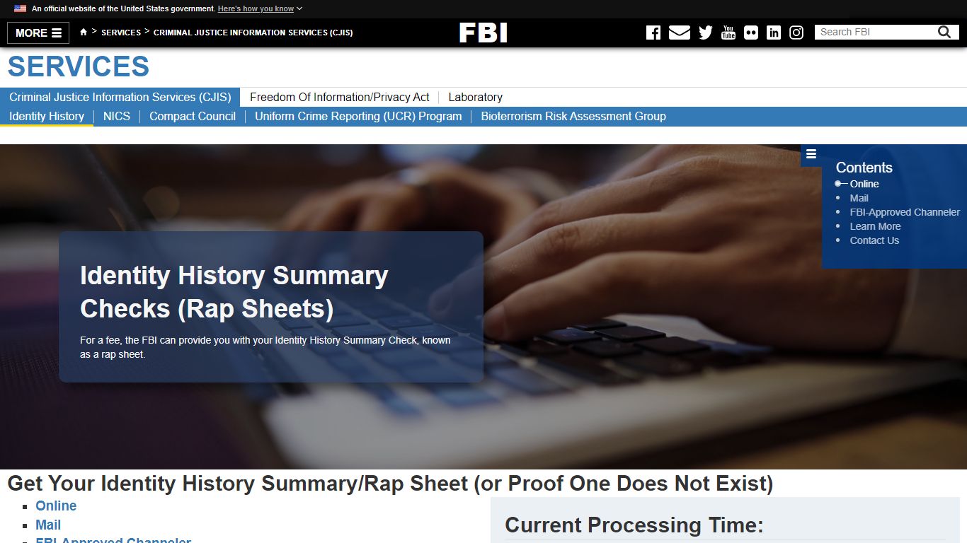 Identity History Summary Checks — FBI - Federal Bureau of Investigation